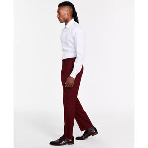 Tayion Collection Classic-Fit Stretch Solid Suit Pants Burgundy 46W X 32L 15633